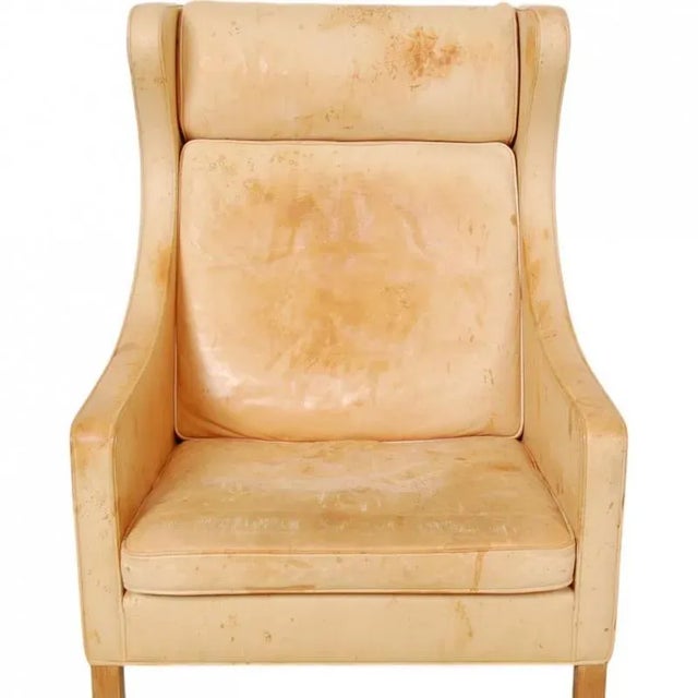 2000 - 2009 2204 Wing Chair in Natural Leather by Børge Mogensen, 2000s For Sale - Image 5 of 18