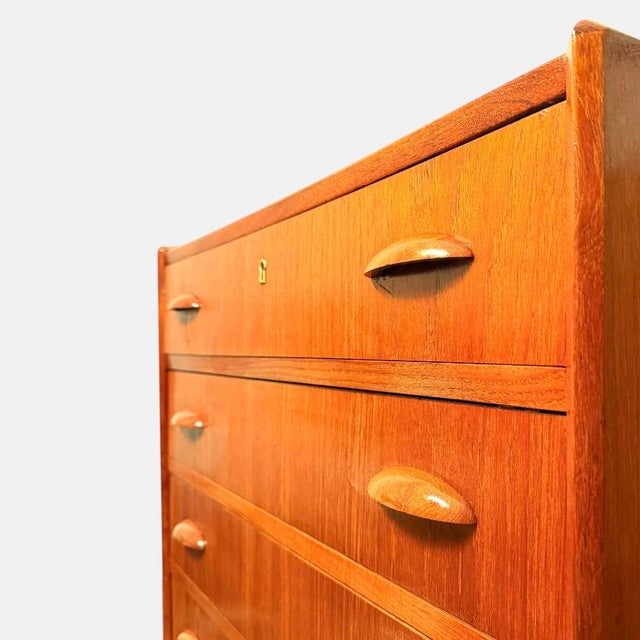 Danish Highboy Dresser with Half-Moon Handle, 1960s For Sale - Image 5 of 10