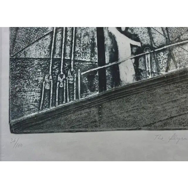 Paper Mid Century - Mikulas Kravjansky "The Flying Dutchman" Mixed Media Abstract Etching, 1981. - Signed, Numbered, Titled, Framed For Sale - Image 7 of 9