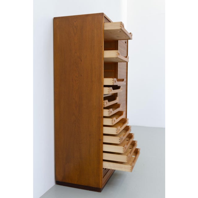 Danish Art Deco Oak Double Tambour Archive Cabinet, 1930s. For Sale - Image 16 of 18