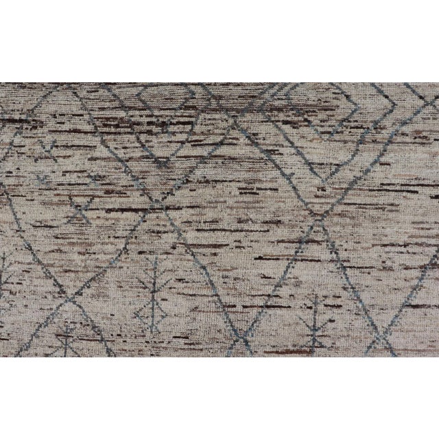 Modern Moroccan Rug by Keivan Woven Arts in Cream and Blue For Sale In Atlanta - Image 6 of 11