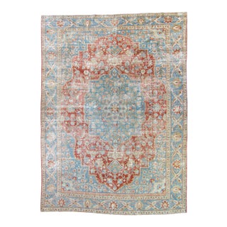 1940s Vintage Medallion Hand-Knotted Rug 8’9” X 11’11” For Sale