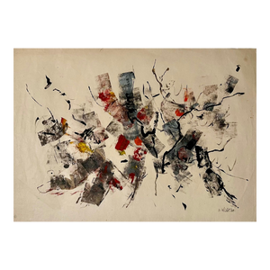 John Von Wicht, Large Abstract Expressionist Oil Painting on Rice Paper Modernist John Von Wicht, c.1960's