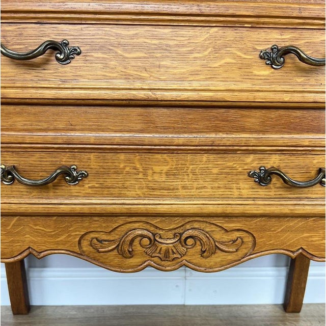 Vintage French Louis Style Oak Chest of 2 Drawers For Sale - Image 9 of 15