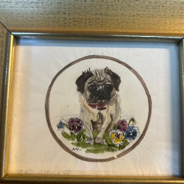 1970’s original watercolor pug dog painting by George Wells. Measures 5.5x4.5/ 9x8 framed. Check out my shop Robins Egg...