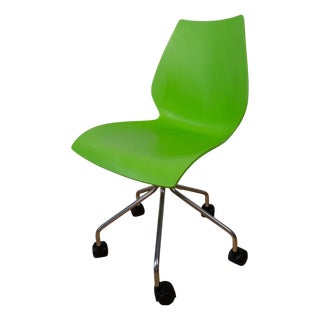 Italian Green PP Desk Chair with Steel Frame by Vico Magistretti for Kartell, 1990s For Sale