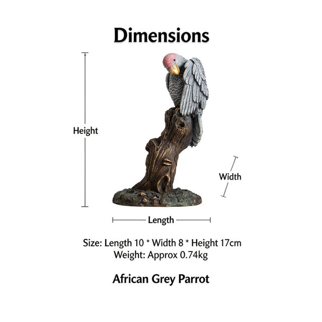 2020s Brass Parrot Figurine – 6.7" Gray Bird Sculpture on Wooden Branch For Sale - Image 5 of 11