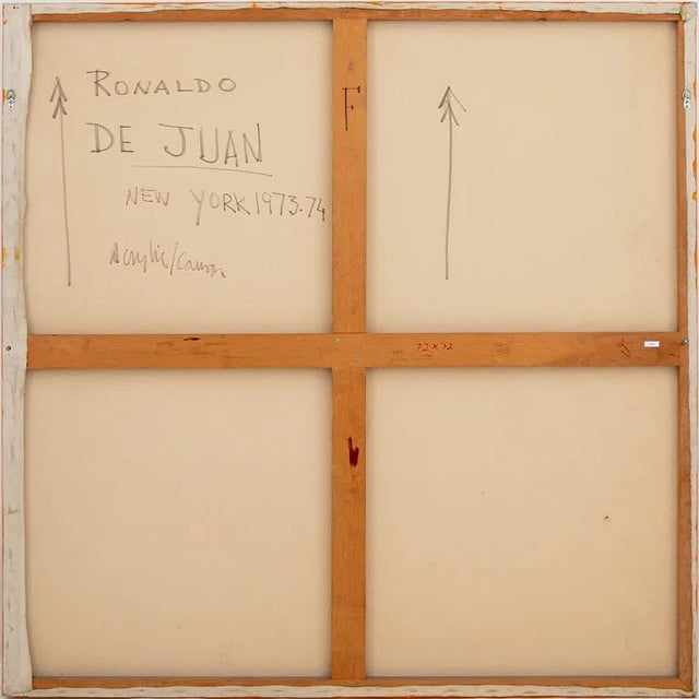 1970s 1970s Ronaldo De Juan Abstract Acrylic on Canvas For Sale - Image 5 of 6