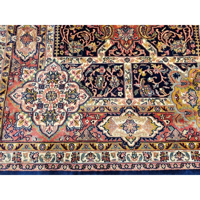 Vintage Kerman Style Room Size Rug, Handwoven Geometric Pattern, Navy & Burgundy, 8’ X 10’ For Sale - Image 10 of 12
