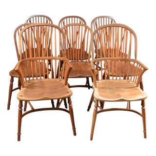 Windsor Chairs in Yew Wood, Set of 8 For Sale