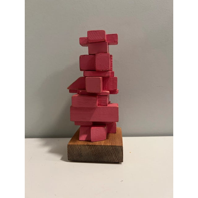 Tom Trubshaw (1971-), Colorful Geometric Abstract Wood Sculpture, Signed, Dated For Sale - Image 4 of 5