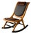 Vintage-Style Folding Rocking Chair — Solid Wood, Genuine Leather Accent Chair For Sale