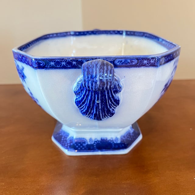 Antique Flow Blue Soup Tureen and Platter For Sale - Image 13 of 16
