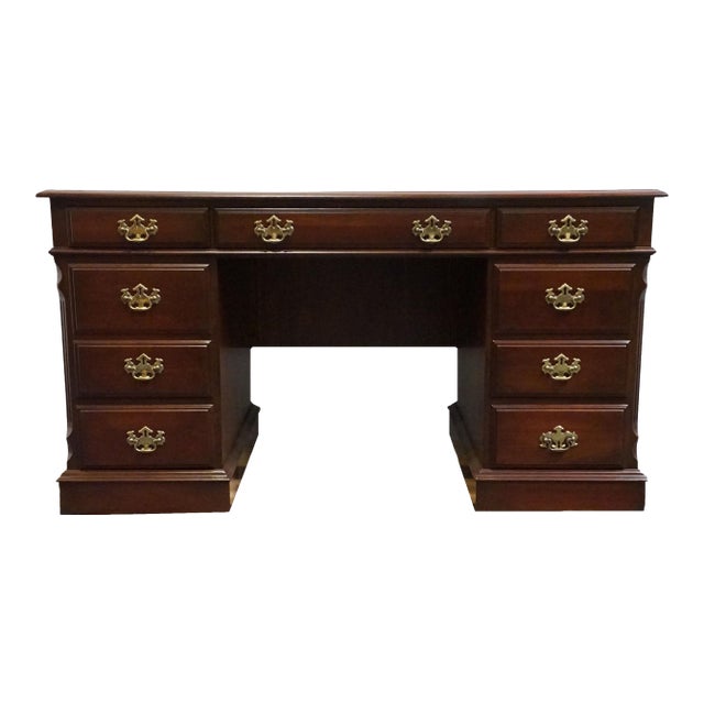 Pennsylvania House Solid Cherry Traditional Style 54" Double Pedestal Office Writing Desk 12-1303 For Sale