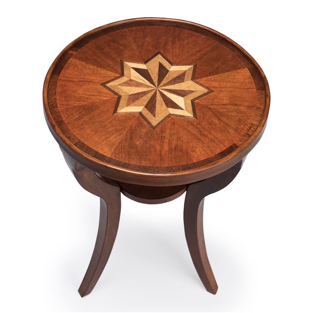 Traditional Dalton Round 15.75"W Accent Table, Medium Brown For Sale - Image 3 of 6
