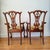 1930s Pair of Colonial Revival Carved Wood Armchairs Reupholstered With Vintage 1960s Linen Fabric For Sale - Image 5 of 8
