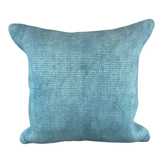 20 x 20 Hemp Pillow Turkish Cushion Natural Sky Blue Pillow Cushion Cover For Sale