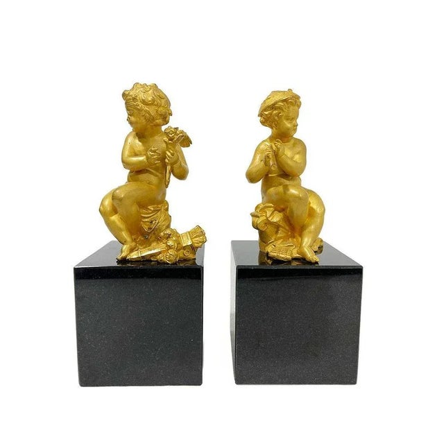 19th Century French Bronze Gilt Puttis, Set of 2 For Sale - Image 5 of 7
