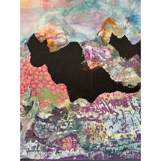 Echoes of What the Mountains Knew Watercolor, acrylic, mulberry paper, liquid nails, tar paper, on Yupo wood panel canvas...