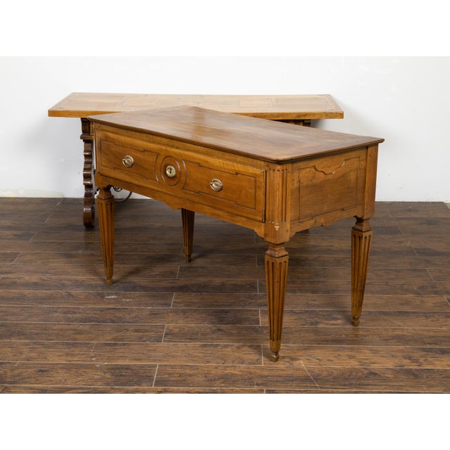 French Louis XVI Style 19th Century Walnut Table with Single Carved Drawer For Sale In Atlanta - Image 6 of 12