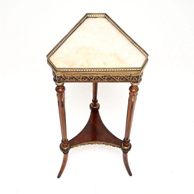 Antique French Marble Top Occasional Side Table, 1890 For Sale - Image 3 of 9