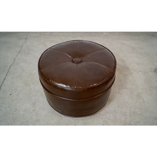 1970’s Mid-Century Modern Brown Pouf Ottoman For Sale In Los Angeles - Image 6 of 9