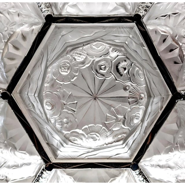 French Art Deco Chandelier signed by J.Robert (Two Pairs Matching Sconces) For Sale - Image 10 of 11