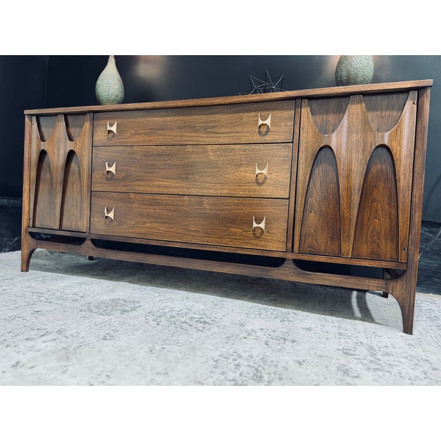 Fully Refinished Broyhill Brasilia 66" Walnut Credenza | Mid-Century Modern For Sale In Rochester - Image 6 of 8