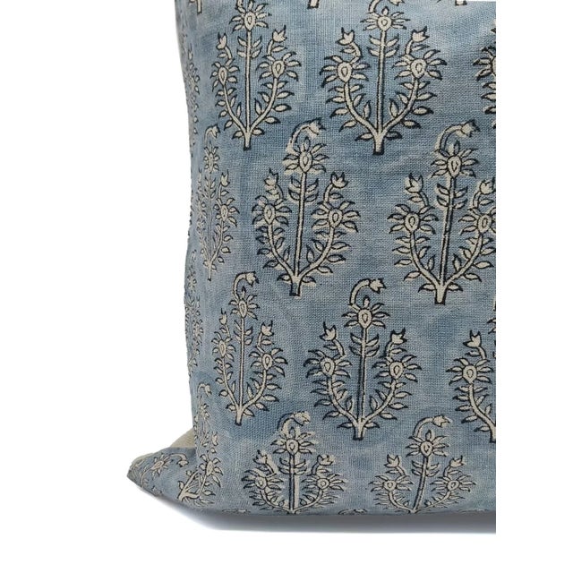 Linen Pillow Cover by Block Printed Design 14x20 Inch Neel Gagan For Sale - Image 4 of 5