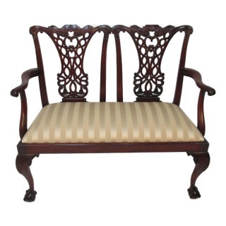 1940s Carved Chippendale Settee For Sale