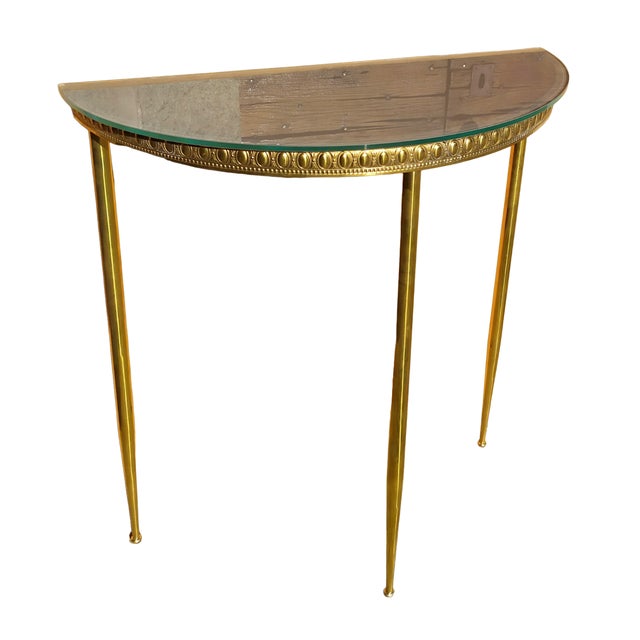 Brass and Glass Console, 1940s For Sale - Image 9 of 9