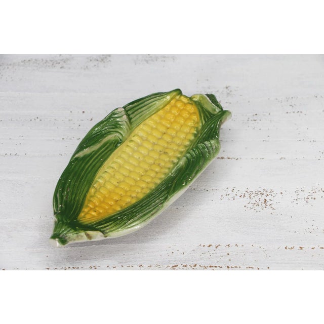 Rustic European Trompe l'Oeil 1900s Corn on the Cob Small Platter, Portuguese, Earthenware For Sale - Image 3 of 13