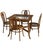 Vintage rattan dining set dating to the 1970s–1980s, featuring a square rattan table with insert glass top and four...