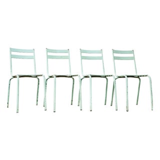 French Metal Stacking Outdoor Chairs, 1950s, Set of 4 For Sale