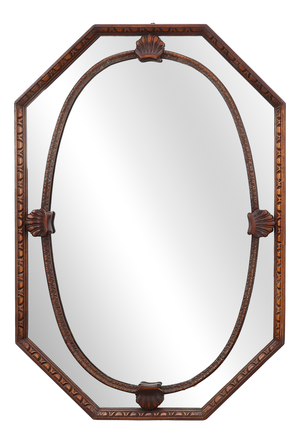 Art Deco Octagonal Wooden Mirror, France, 1920