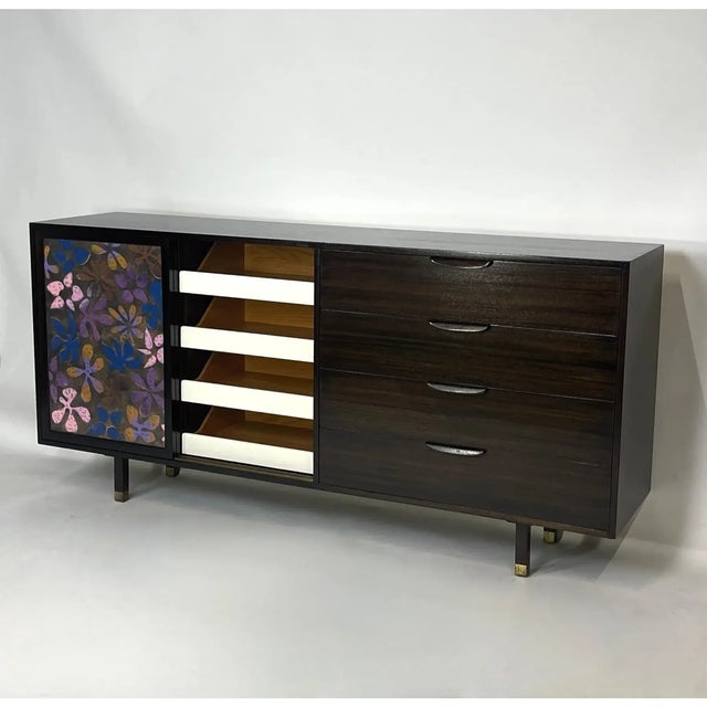 Harvey Probber Midcentury Harvey Probber Credenza Dresser With Arpad Rasti Enameled Doors Rare For Sale - Image 4 of 11