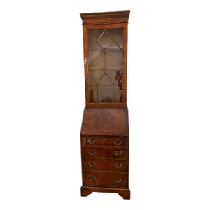 1990s Elm Burl Fleet Secretary Bookcase