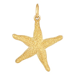 Vintage Starfish Charm 18k Yellow Gold Pendant Estate Fine Ocean Jewelry For Sale