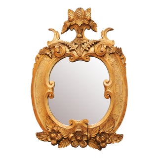 Antique Gilt Wooden Wall Mirror, 1800s For Sale