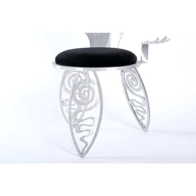 1980s Cubist Girl Aluminum Chair by Christopher Royal for Rockledge Design Studio For Sale - Image 5 of 11