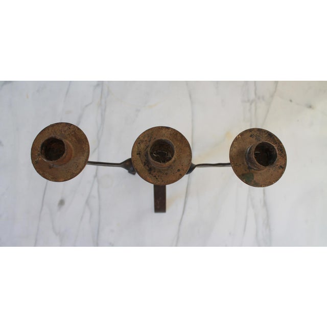 Metal Vintage Brutalist Mid-Century Wrought Iron Candelabra For Sale - Image 7 of 10