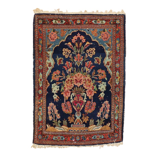 Navy Persian Kashan Mat rug no. j1995 For Sale