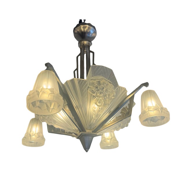 Art Deco Chandelier by Henri Petitot, 1930 For Sale - Image 4 of 18