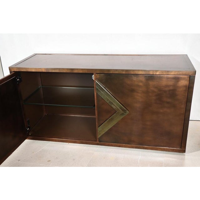Minimalist Sideboard in Patinated Bronze Metal, 1970s For Sale - Image 15 of 18
