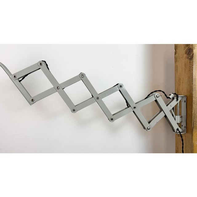 Gray Industrial German Grey Scissor Wall Lamp from SIS, 1960s For Sale - Image 8 of 18