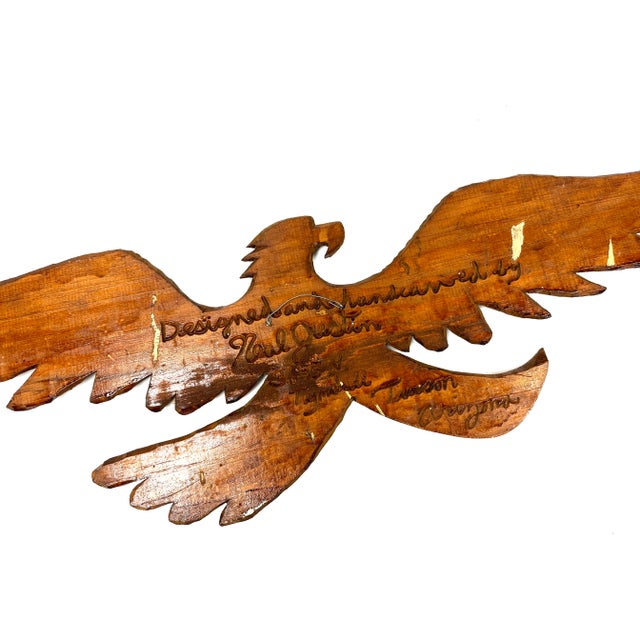 Wood Vintage Large Carved 1776 American Eagle Wingspan Wall Sculpture For Sale - Image 7 of 10