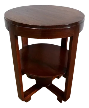 Small Art Deco Solid Teak Gueridon Table, 1920s