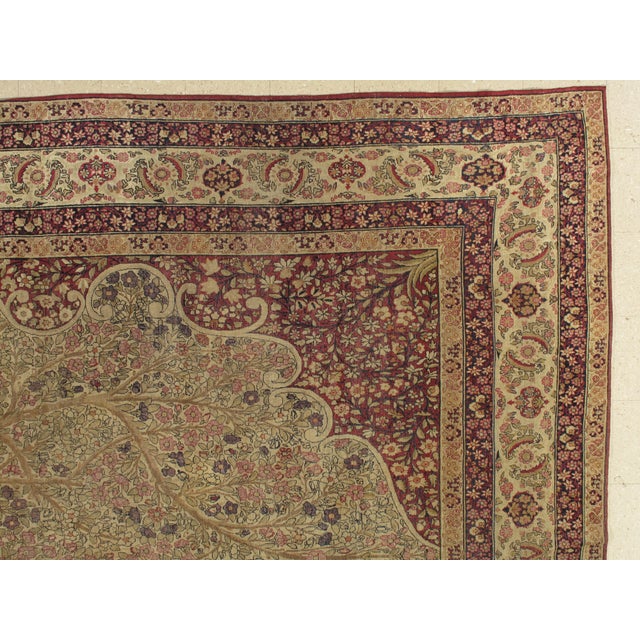 Antique Lavar Kerman Carpet, Fine Persian Oriental Rug Jewel Blue, Gold and Navy For Sale - Image 12 of 18