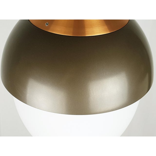Mid-Century Modern Italian Copper and Glass Pendant Lamp in Brown Metal by Bruno Gatta for Stilnovo, 1960s For Sale - Image 3 of 13