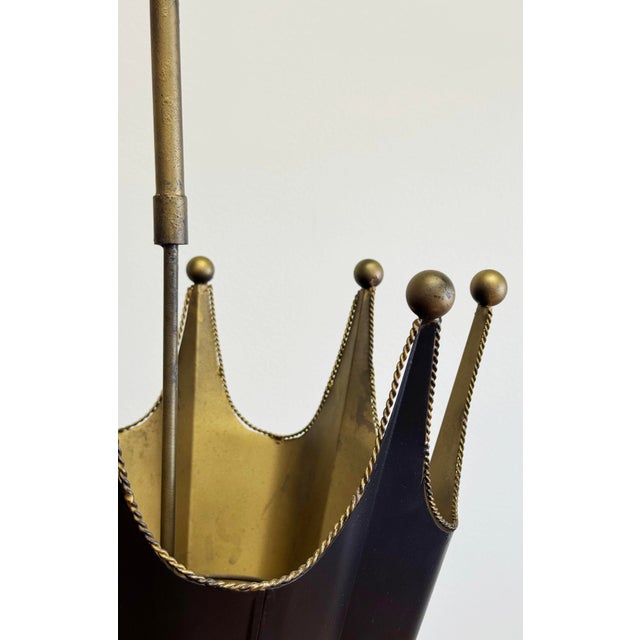 Vintage Metal Black and Gold Umbrella Motif Umbrella Stand For Sale - Image 9 of 10